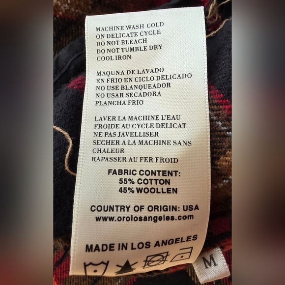 ORO Made In Los Angeles Red Plaid Shirt, Side Zip Pockets, Unisex Xl Wom, MED M - Picture 13 of 13